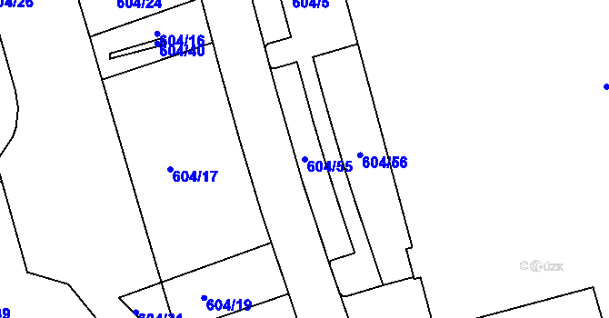 Parcela st. 604/55 v KÚ Ponava, Katastrální mapa