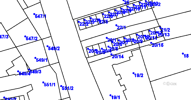 Parcela st. 20/3 v KÚ Královo Pole, Katastrální mapa