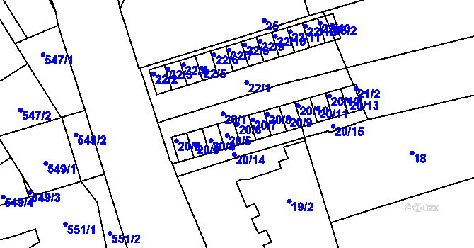 Parcela st. 20/6 v KÚ Královo Pole, Katastrální mapa