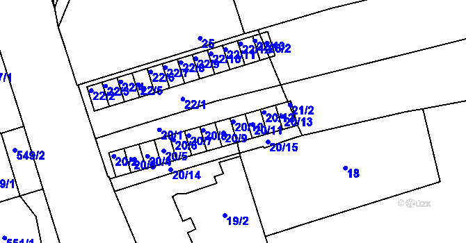 Parcela st. 20/10 v KÚ Královo Pole, Katastrální mapa