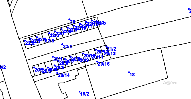 Parcela st. 20/12 v KÚ Královo Pole, Katastrální mapa