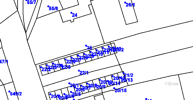 Parcela st. 22/11 v KÚ Královo Pole, Katastrální mapa