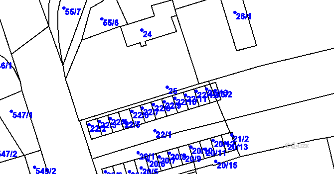 Parcela st. 25 v KÚ Královo Pole, Katastrální mapa