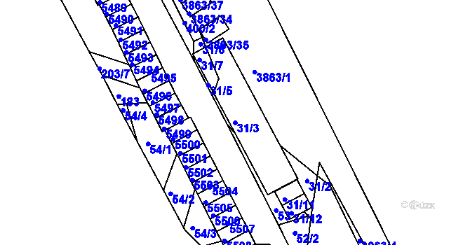 Parcela st. 31/3 v KÚ Královo Pole, Katastrální mapa