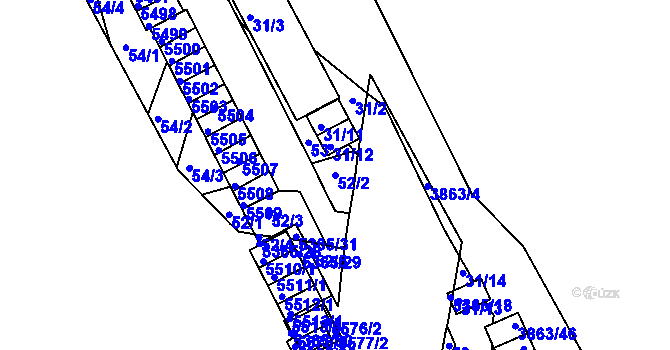 Parcela st. 52/2 v KÚ Královo Pole, Katastrální mapa