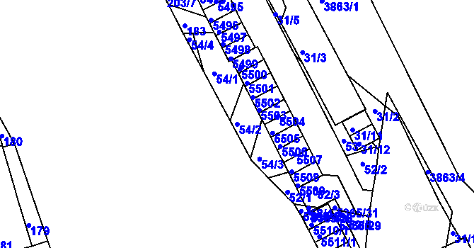 Parcela st. 54/2 v KÚ Královo Pole, Katastrální mapa