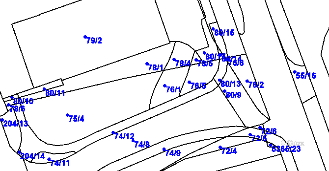Parcela st. 76/1 v KÚ Královo Pole, Katastrální mapa