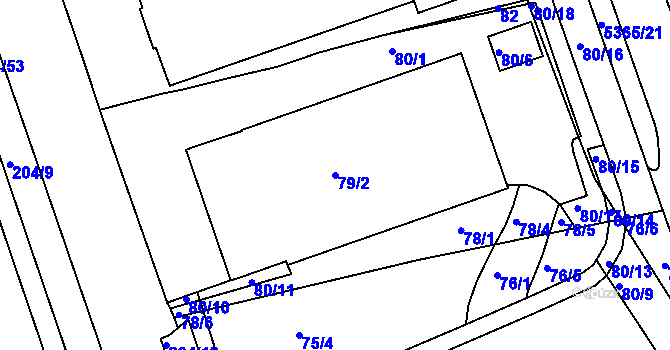 Parcela st. 79/2 v KÚ Královo Pole, Katastrální mapa