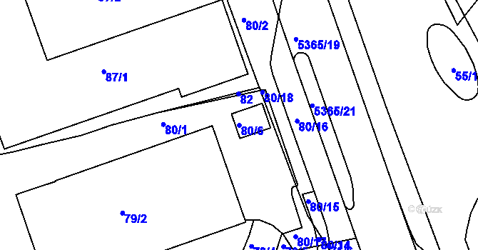 Parcela st. 80/6 v KÚ Královo Pole, Katastrální mapa