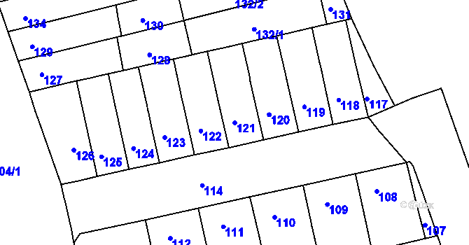 Parcela st. 121 v KÚ Královo Pole, Katastrální mapa