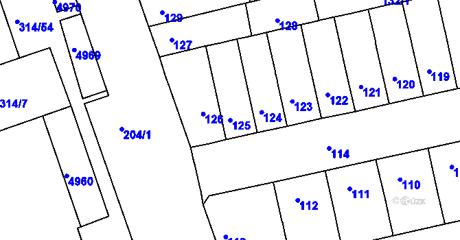Parcela st. 125 v KÚ Královo Pole, Katastrální mapa