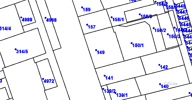Parcela st. 149 v KÚ Královo Pole, Katastrální mapa