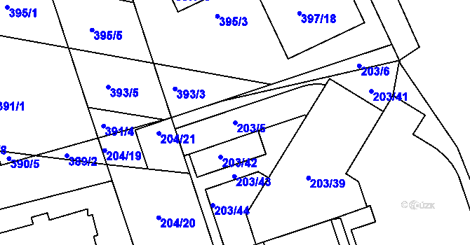 Parcela st. 203/5 v KÚ Královo Pole, Katastrální mapa