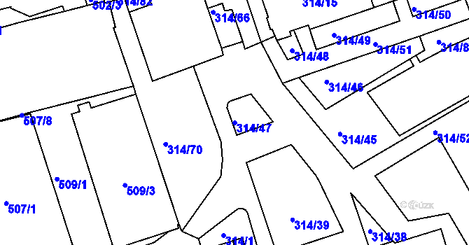 Parcela st. 314/47 v KÚ Královo Pole, Katastrální mapa