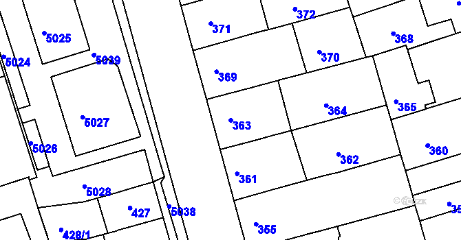Parcela st. 363 v KÚ Královo Pole, Katastrální mapa
