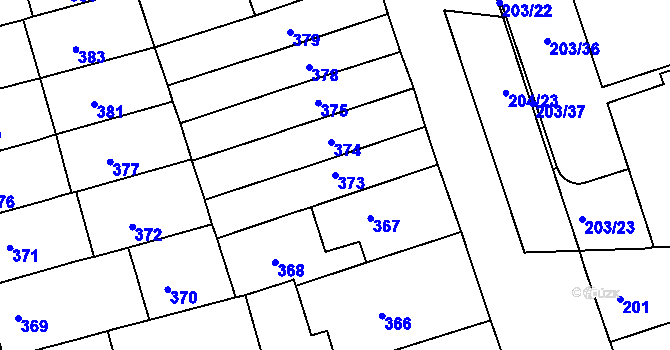 Parcela st. 373 v KÚ Královo Pole, Katastrální mapa
