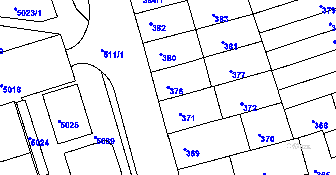 Parcela st. 376 v KÚ Královo Pole, Katastrální mapa
