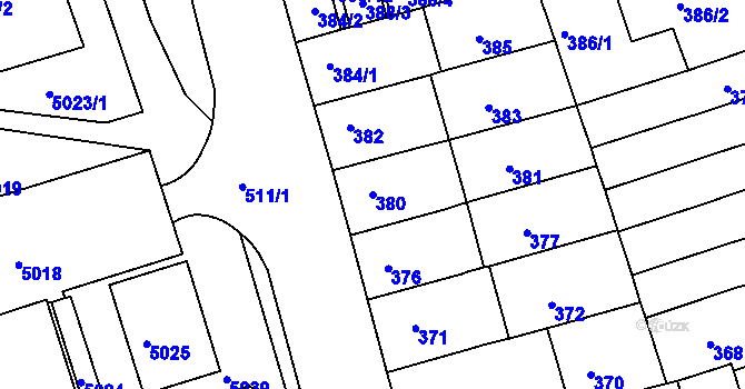 Parcela st. 380 v KÚ Královo Pole, Katastrální mapa
