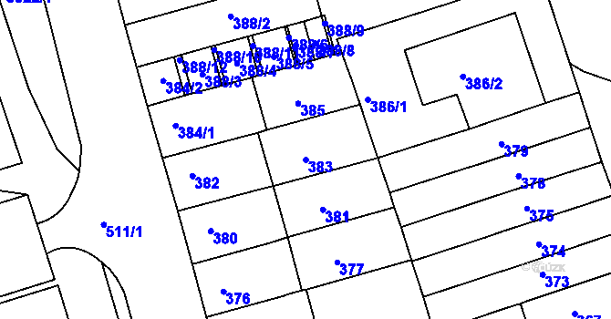 Parcela st. 383 v KÚ Královo Pole, Katastrální mapa