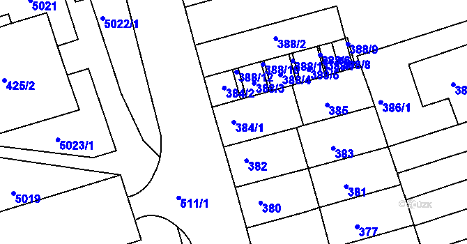 Parcela st. 384/1 v KÚ Královo Pole, Katastrální mapa