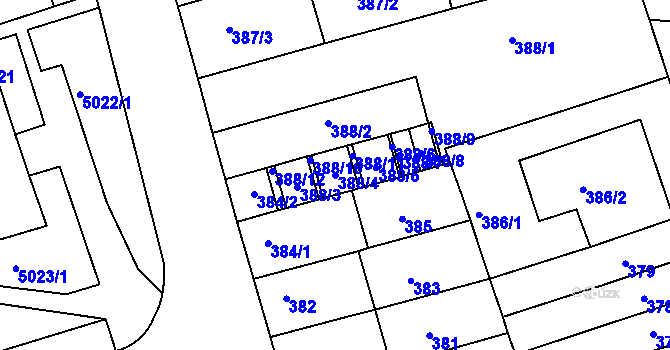 Parcela st. 388/4 v KÚ Královo Pole, Katastrální mapa