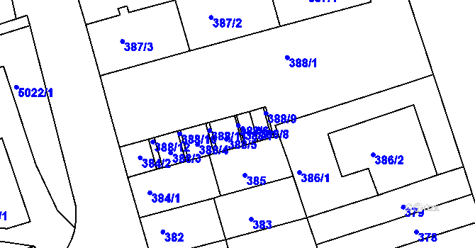 Parcela st. 388/6 v KÚ Královo Pole, Katastrální mapa