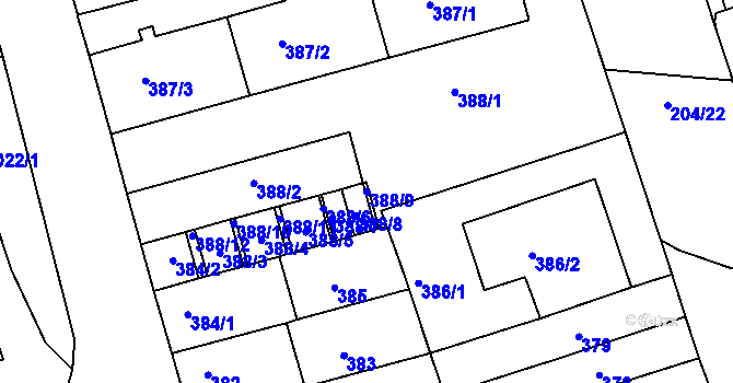 Parcela st. 388/9 v KÚ Královo Pole, Katastrální mapa