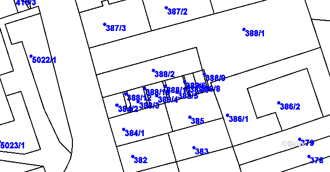 Parcela st. 388/11 v KÚ Královo Pole, Katastrální mapa