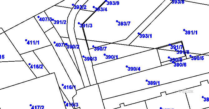 Parcela st. 390/1 v KÚ Královo Pole, Katastrální mapa