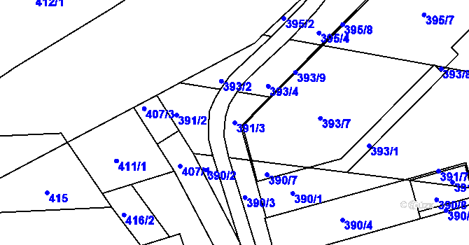 Parcela st. 391/3 v KÚ Královo Pole, Katastrální mapa