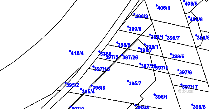 Parcela st. 397/5 v KÚ Královo Pole, Katastrální mapa