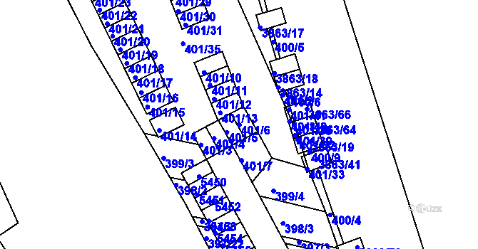 Parcela st. 401/6 v KÚ Královo Pole, Katastrální mapa