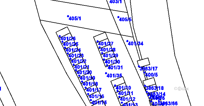 Parcela st. 401/29 v KÚ Královo Pole, Katastrální mapa