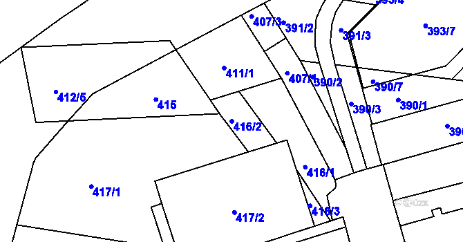 Parcela st. 416/2 v KÚ Královo Pole, Katastrální mapa