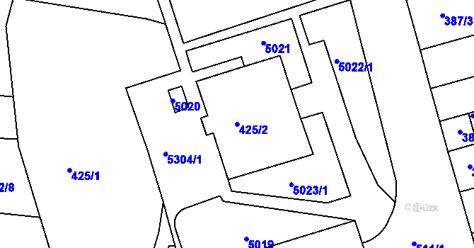 Parcela st. 425/2 v KÚ Královo Pole, Katastrální mapa