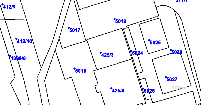 Parcela st. 425/3 v KÚ Královo Pole, Katastrální mapa