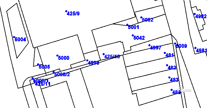 Parcela st. 425/10 v KÚ Královo Pole, Katastrální mapa