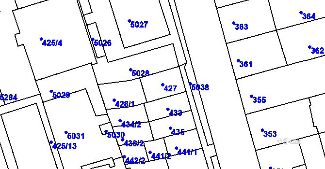 Parcela st. 427 v KÚ Královo Pole, Katastrální mapa