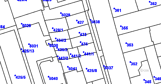 Parcela st. 435 v KÚ Královo Pole, Katastrální mapa
