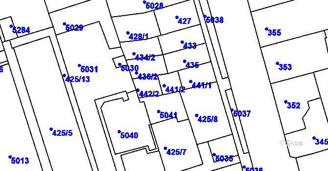 Parcela st. 441/2 v KÚ Královo Pole, Katastrální mapa