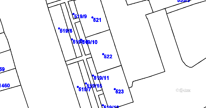 Parcela st. 522 v KÚ Královo Pole, Katastrální mapa