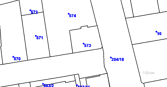 Parcela st. 573 v KÚ Královo Pole, Katastrální mapa