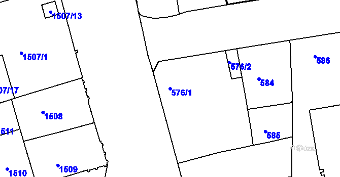 Parcela st. 576/1 v KÚ Královo Pole, Katastrální mapa