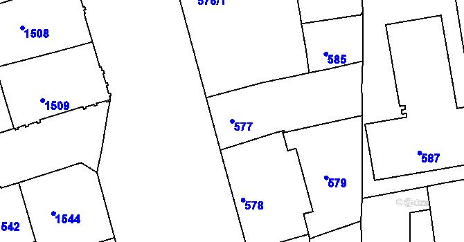 Parcela st. 577 v KÚ Královo Pole, Katastrální mapa