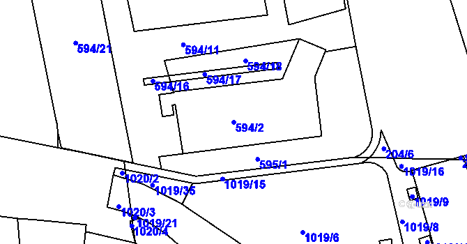 Parcela st. 594/2 v KÚ Královo Pole, Katastrální mapa