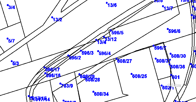 Parcela st. 596/4 v KÚ Královo Pole, Katastrální mapa