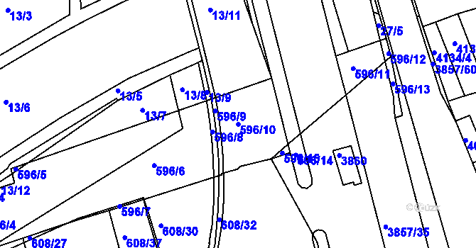 Parcela st. 596/10 v KÚ Královo Pole, Katastrální mapa