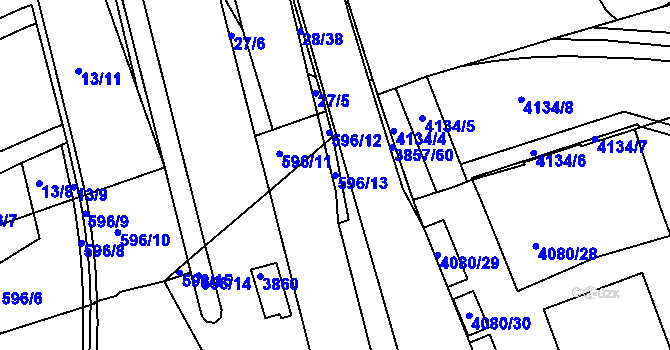 Parcela st. 596/13 v KÚ Královo Pole, Katastrální mapa