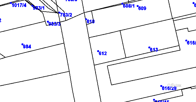 Parcela st. 612 v KÚ Královo Pole, Katastrální mapa