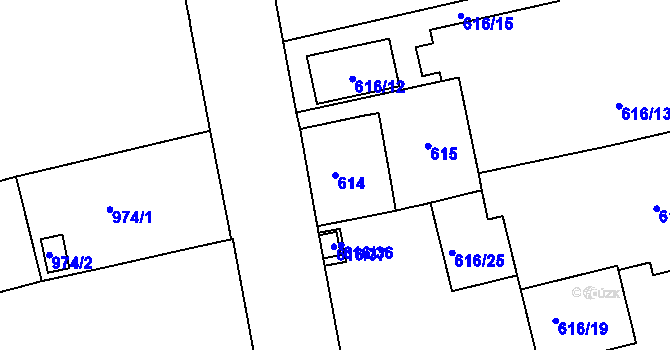 Parcela st. 614 v KÚ Královo Pole, Katastrální mapa